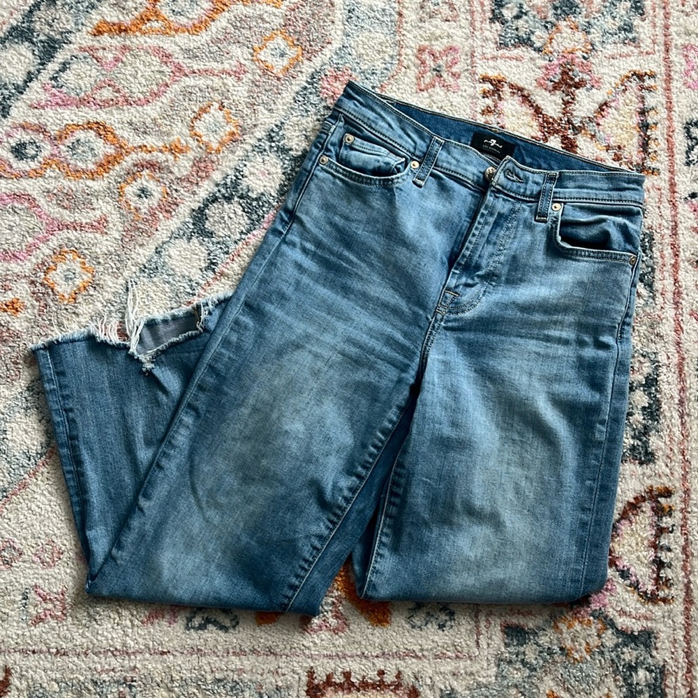 7 for all mankind cropped wide leg jeans size 27
